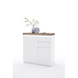 Kummut ATLANTA valge / tamm, 91x38xH97 cm, LED