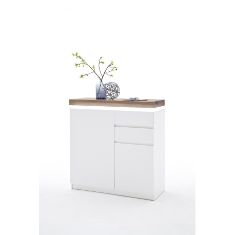 Kummut ATLANTA valge / tamm, 91x38xH97 cm, LED