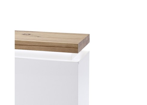 Kummut ATLANTA valge / tamm, 91x38xH97 cm, LED