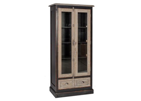Vitriinkapp WATSON 90x45xH180cm, naturaalne tamm / antiikmust
