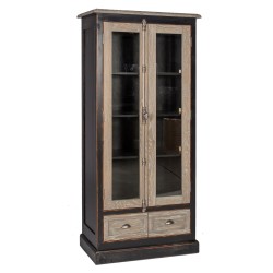 Vitriinkapp WATSON 90x45xH180cm, naturaalne tamm / antiikmust