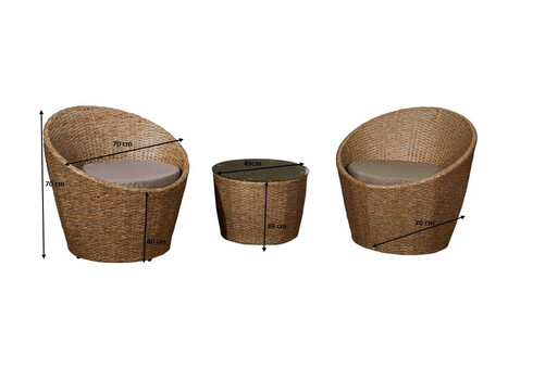 Aiamööbli komplekt Bello Giardino MODICO tumepruun, 2 tooli + laud