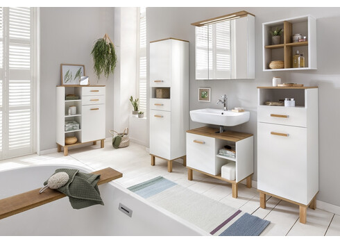 Vannitoakapp PADUA valge läige / tamm, 40x35xH114,5 cm